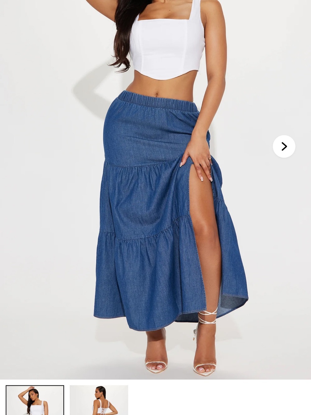 Fashion Nova x In The Country Tiered Maxi Skirt - Dark Wash